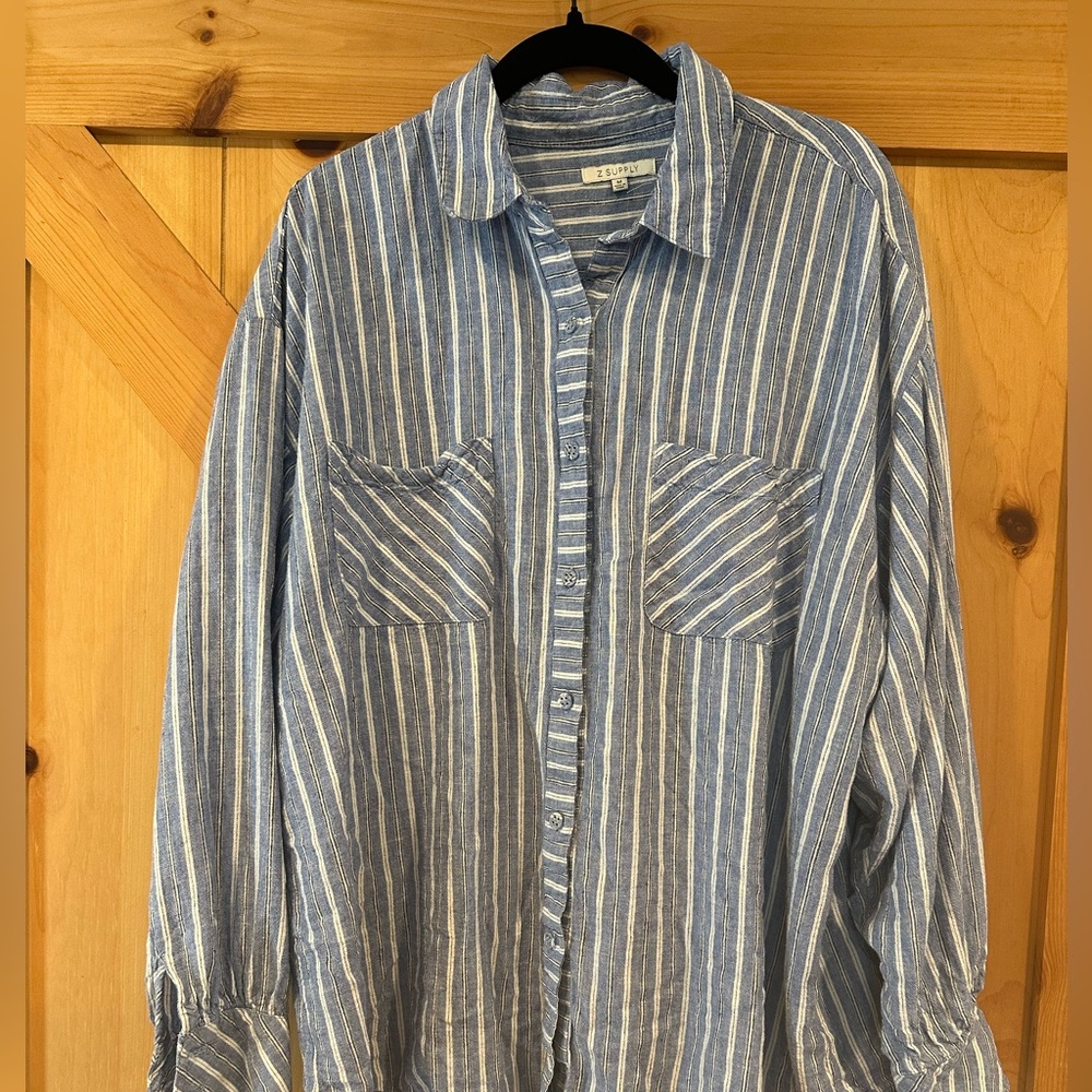 Z Supply Striped Button Linen Shirt